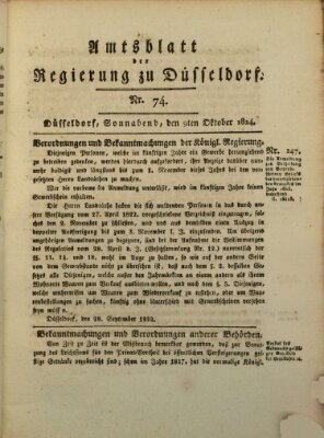 Amtsblatt für den Regierungsbezirk Düsseldorf Samstag 9. Oktober 1824