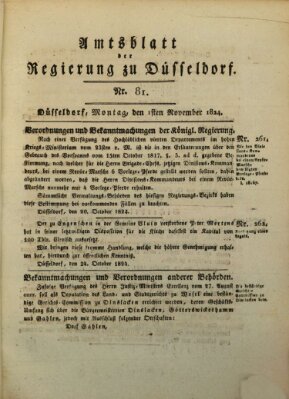 Amtsblatt für den Regierungsbezirk Düsseldorf Montag 1. November 1824