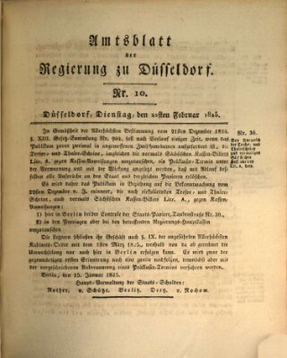 Amtsblatt für den Regierungsbezirk Düsseldorf Dienstag 22. Februar 1825