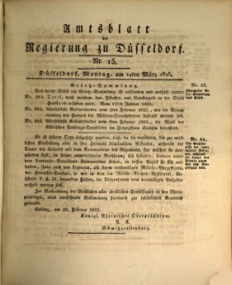 Amtsblatt für den Regierungsbezirk Düsseldorf Montag 14. März 1825