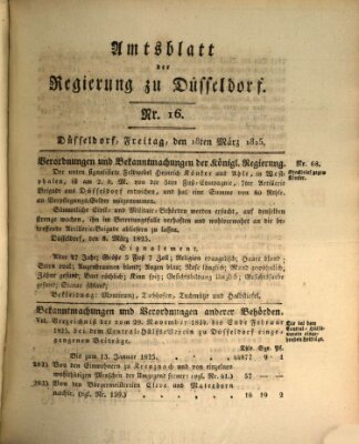 Amtsblatt für den Regierungsbezirk Düsseldorf Freitag 18. März 1825