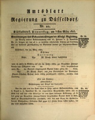 Amtsblatt für den Regierungsbezirk Düsseldorf Donnerstag 31. März 1825