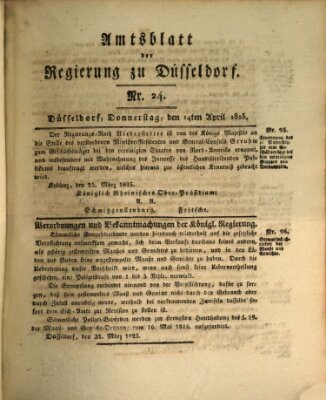 Amtsblatt für den Regierungsbezirk Düsseldorf Donnerstag 14. April 1825