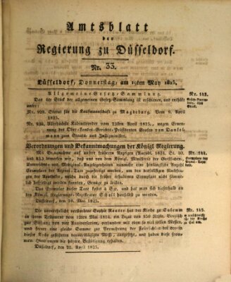 Amtsblatt für den Regierungsbezirk Düsseldorf Donnerstag 19. Mai 1825