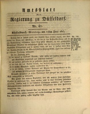 Amtsblatt für den Regierungsbezirk Düsseldorf Montag 27. Juni 1825