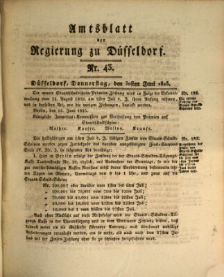 Amtsblatt für den Regierungsbezirk Düsseldorf Donnerstag 30. Juni 1825