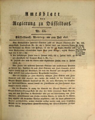 Amtsblatt für den Regierungsbezirk Düsseldorf Montag 4. Juli 1825