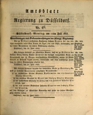 Amtsblatt für den Regierungsbezirk Düsseldorf Montag 11. Juli 1825