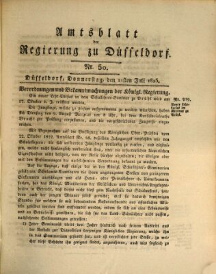 Amtsblatt für den Regierungsbezirk Düsseldorf Donnerstag 21. Juli 1825