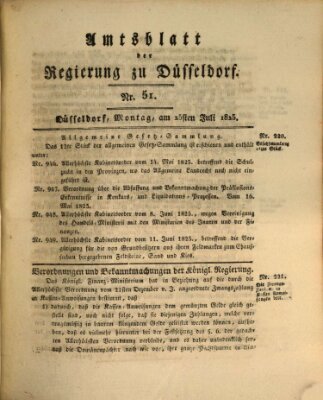 Amtsblatt für den Regierungsbezirk Düsseldorf Montag 25. Juli 1825