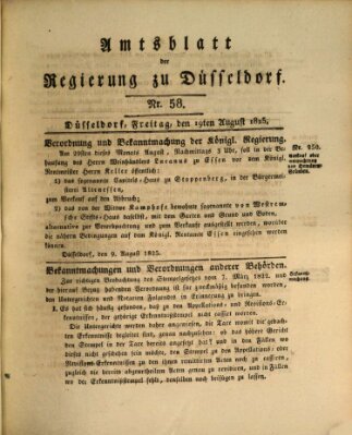 Amtsblatt für den Regierungsbezirk Düsseldorf Freitag 19. August 1825