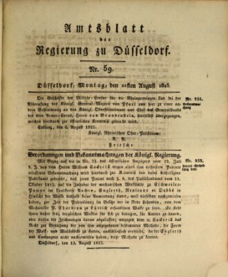 Amtsblatt für den Regierungsbezirk Düsseldorf Montag 22. August 1825