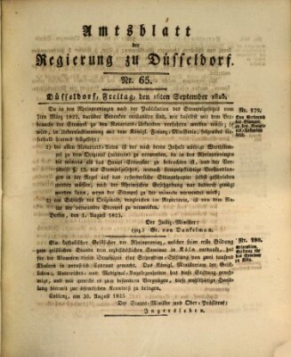 Amtsblatt für den Regierungsbezirk Düsseldorf Freitag 16. September 1825