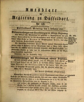 Amtsblatt für den Regierungsbezirk Düsseldorf Montag 3. Oktober 1825