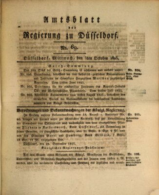 Amtsblatt für den Regierungsbezirk Düsseldorf Mittwoch 5. Oktober 1825