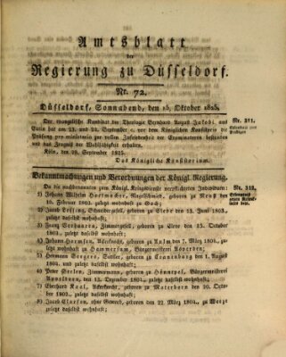 Amtsblatt für den Regierungsbezirk Düsseldorf Samstag 15. Oktober 1825