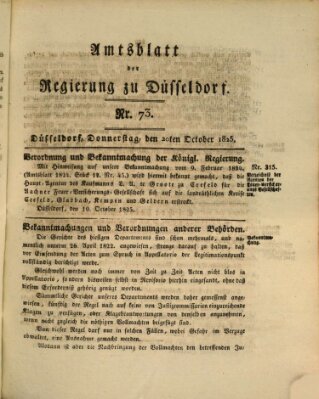 Amtsblatt für den Regierungsbezirk Düsseldorf Donnerstag 20. Oktober 1825