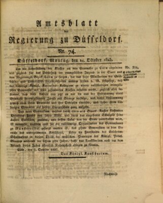 Amtsblatt für den Regierungsbezirk Düsseldorf Montag 24. Oktober 1825