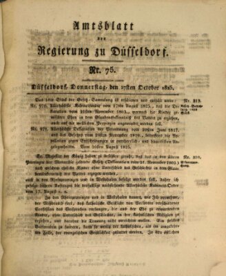 Amtsblatt für den Regierungsbezirk Düsseldorf Donnerstag 27. Oktober 1825