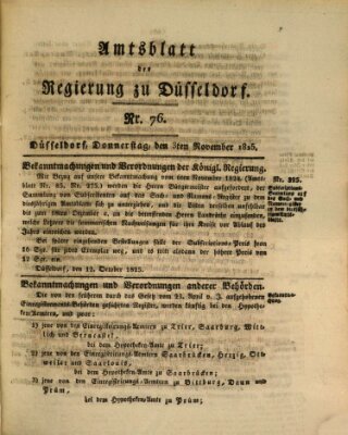 Amtsblatt für den Regierungsbezirk Düsseldorf Donnerstag 3. November 1825