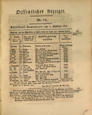 Amtsblatt für den Regierungsbezirk Düsseldorf Samstag 12. Februar 1825