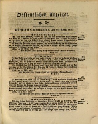 Amtsblatt für den Regierungsbezirk Düsseldorf Samstag 16. April 1825