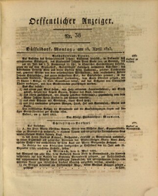 Amtsblatt für den Regierungsbezirk Düsseldorf Montag 18. April 1825