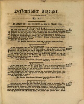 Amtsblatt für den Regierungsbezirk Düsseldorf Donnerstag 21. April 1825