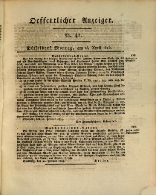 Amtsblatt für den Regierungsbezirk Düsseldorf Montag 25. April 1825