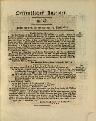 Amtsblatt für den Regierungsbezirk Düsseldorf Freitag 29. April 1825