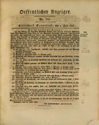 Amtsblatt für den Regierungsbezirk Düsseldorf Samstag 2. Juli 1825