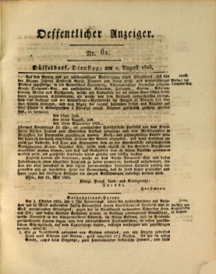 Amtsblatt für den Regierungsbezirk Düsseldorf Dienstag 2. August 1825