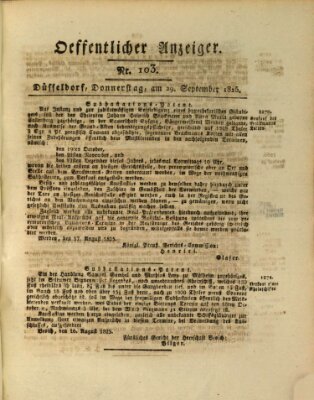 Amtsblatt für den Regierungsbezirk Düsseldorf Donnerstag 29. September 1825