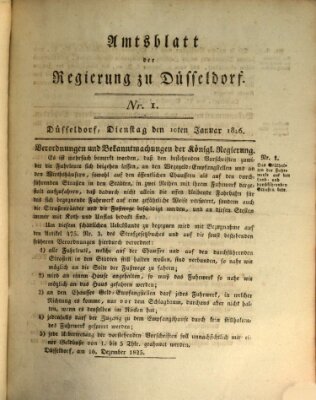 Amtsblatt für den Regierungsbezirk Düsseldorf Dienstag 10. Januar 1826