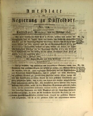 Amtsblatt für den Regierungsbezirk Düsseldorf Montag 20. Februar 1826