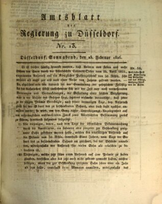 Amtsblatt für den Regierungsbezirk Düsseldorf Samstag 25. Februar 1826