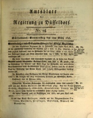 Amtsblatt für den Regierungsbezirk Düsseldorf Donnerstag 2. März 1826