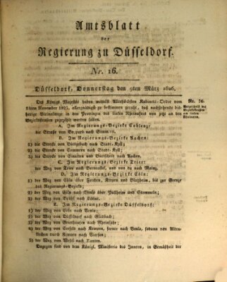 Amtsblatt für den Regierungsbezirk Düsseldorf Donnerstag 9. März 1826