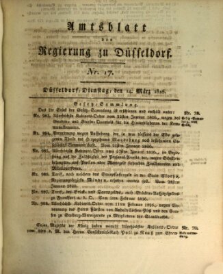 Amtsblatt für den Regierungsbezirk Düsseldorf Dienstag 14. März 1826