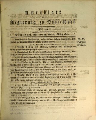 Amtsblatt für den Regierungsbezirk Düsseldorf Mittwoch 29. März 1826