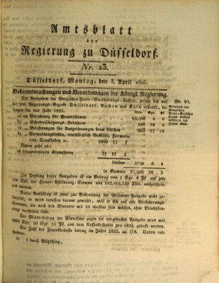 Amtsblatt für den Regierungsbezirk Düsseldorf Montag 3. April 1826