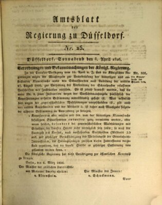 Amtsblatt für den Regierungsbezirk Düsseldorf Samstag 8. April 1826