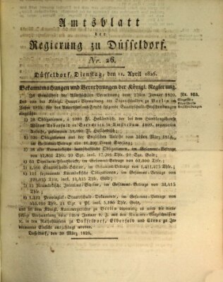 Amtsblatt für den Regierungsbezirk Düsseldorf Dienstag 11. April 1826