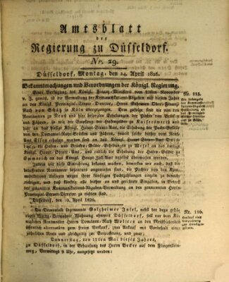 Amtsblatt für den Regierungsbezirk Düsseldorf Montag 24. April 1826