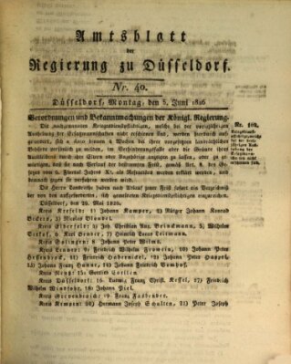 Amtsblatt für den Regierungsbezirk Düsseldorf Montag 5. Juni 1826