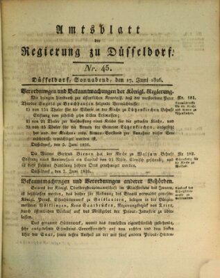 Amtsblatt für den Regierungsbezirk Düsseldorf Samstag 17. Juni 1826