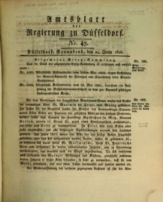 Amtsblatt für den Regierungsbezirk Düsseldorf Samstag 24. Juni 1826