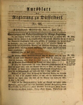 Amtsblatt für den Regierungsbezirk Düsseldorf Mittwoch 26. Juli 1826