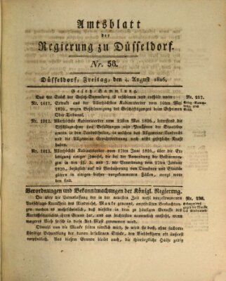 Amtsblatt für den Regierungsbezirk Düsseldorf Freitag 4. August 1826