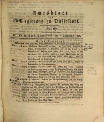 Amtsblatt für den Regierungsbezirk Düsseldorf Samstag 2. September 1826